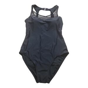 Catalina Women’s Medium 8-10 One Piece Black Swimsuit Bathing Suit Sheer Mesh